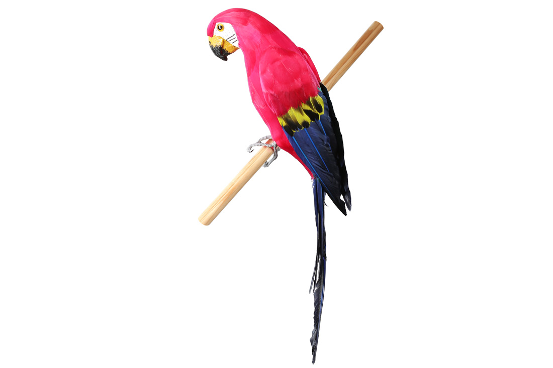 Декор Папуга 50см, колір - малиновий із синім