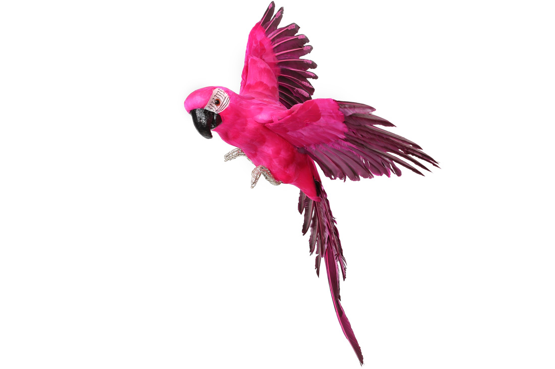 Декор Папуга 70см, колір - малиновий