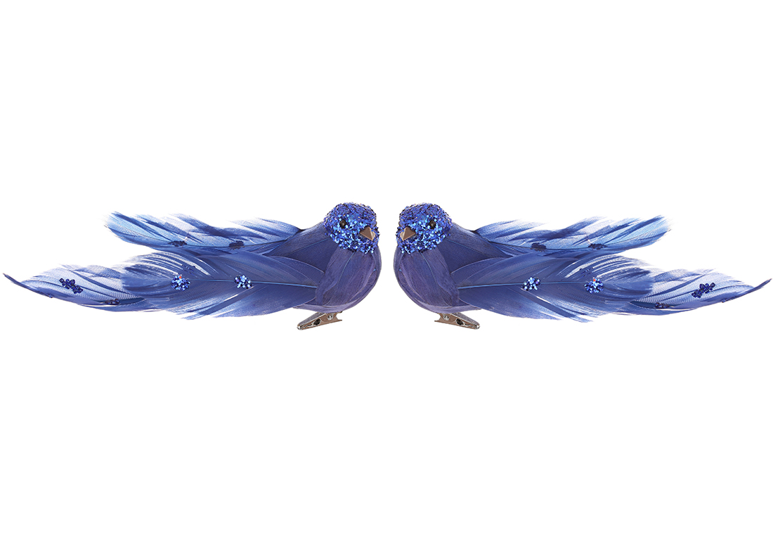 Декоративний птах на кліпсі 18см, 2 дизайни, колір - блюмарин