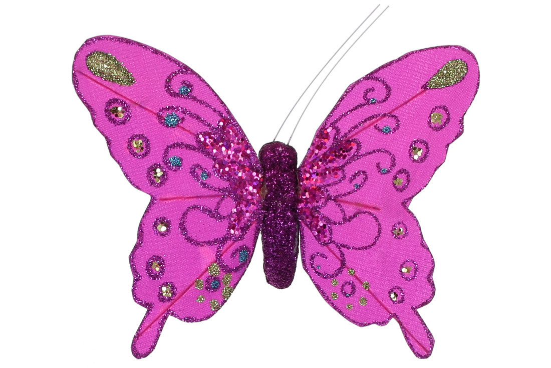 Декоративний метелик на кліпсі 14см, колір - фіолетовий