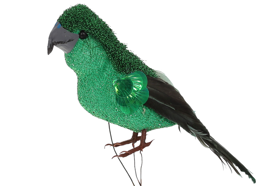 Декоративний птах Папуга 12см, колір - зелений