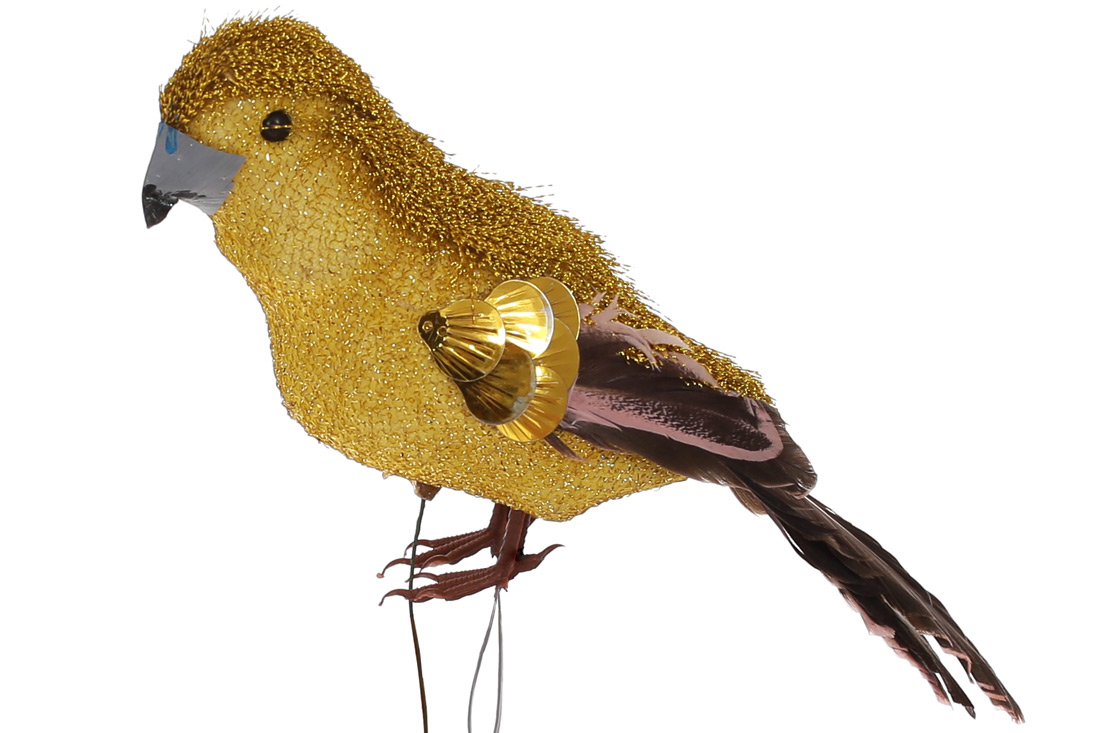 Декоративний птах Папуга 12см, колір - золото