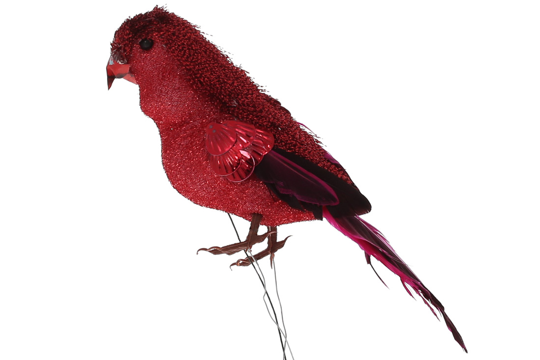 Декоративний птах Папуга 12см, колір - червоний