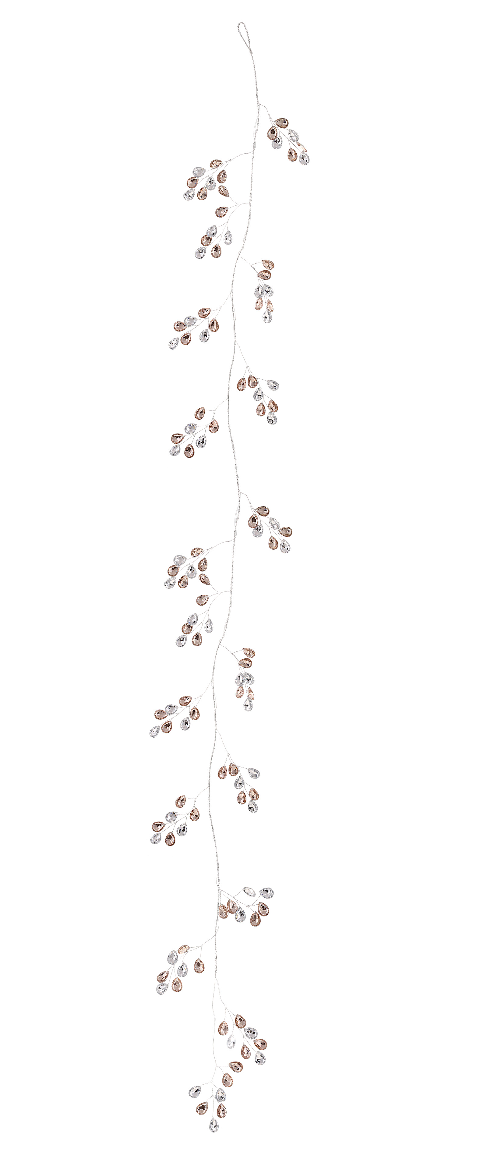 Декоративна гірлянда з акриловими краплями 130см, колір - срібло з бежевим
