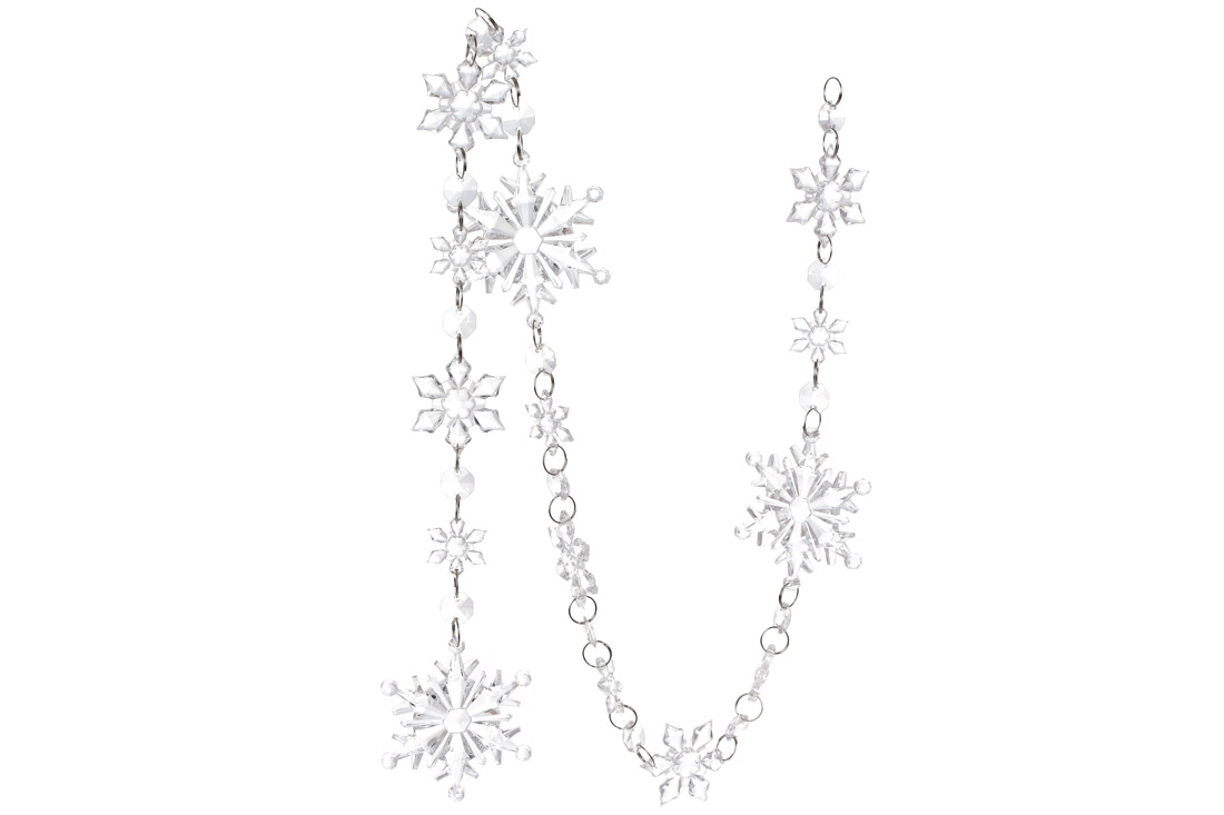 Гірлянда акрилова Сніжинки 99см, колір - прозорий лід