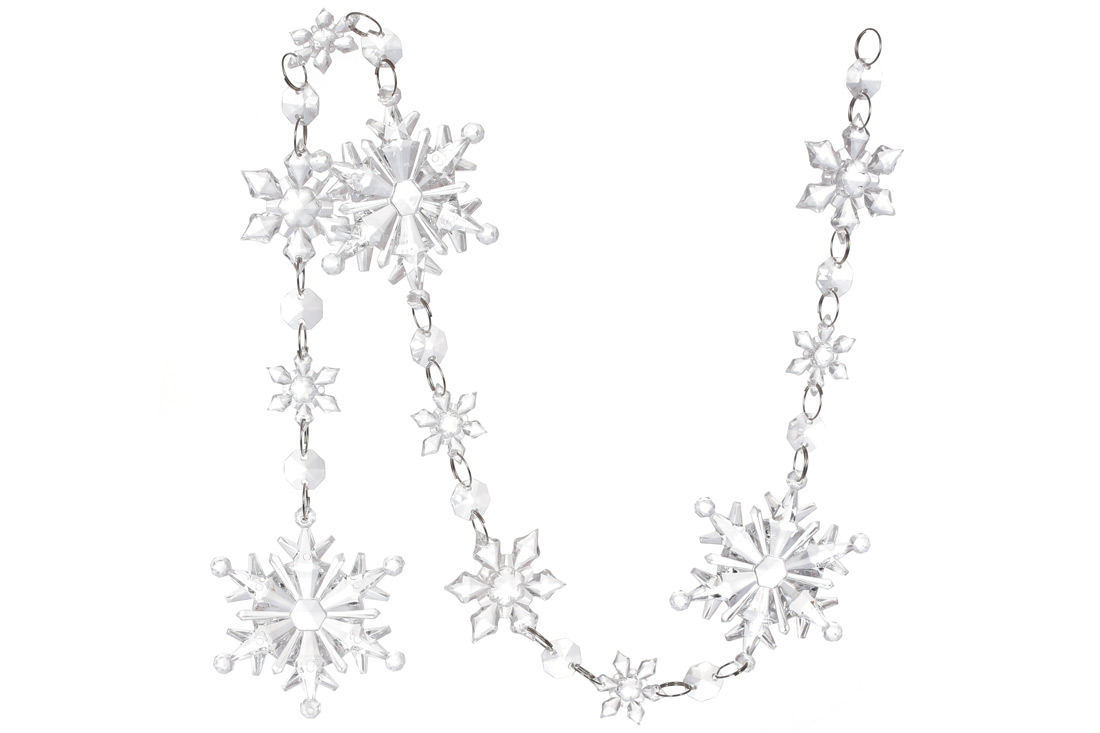 Гірлянда акрилова Сніжинки 76см, колір - прозорий лід