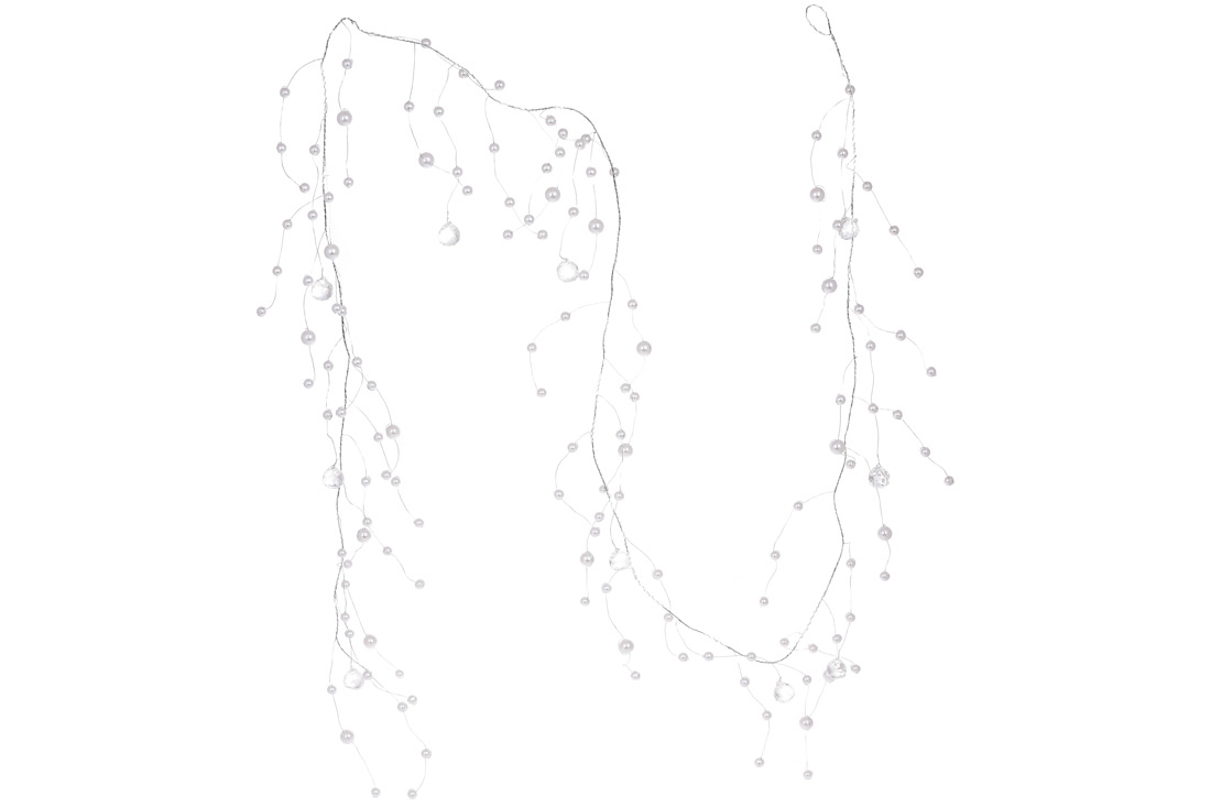 Гірлянда акрилова з кристалами та перлинними бусинами, 200см