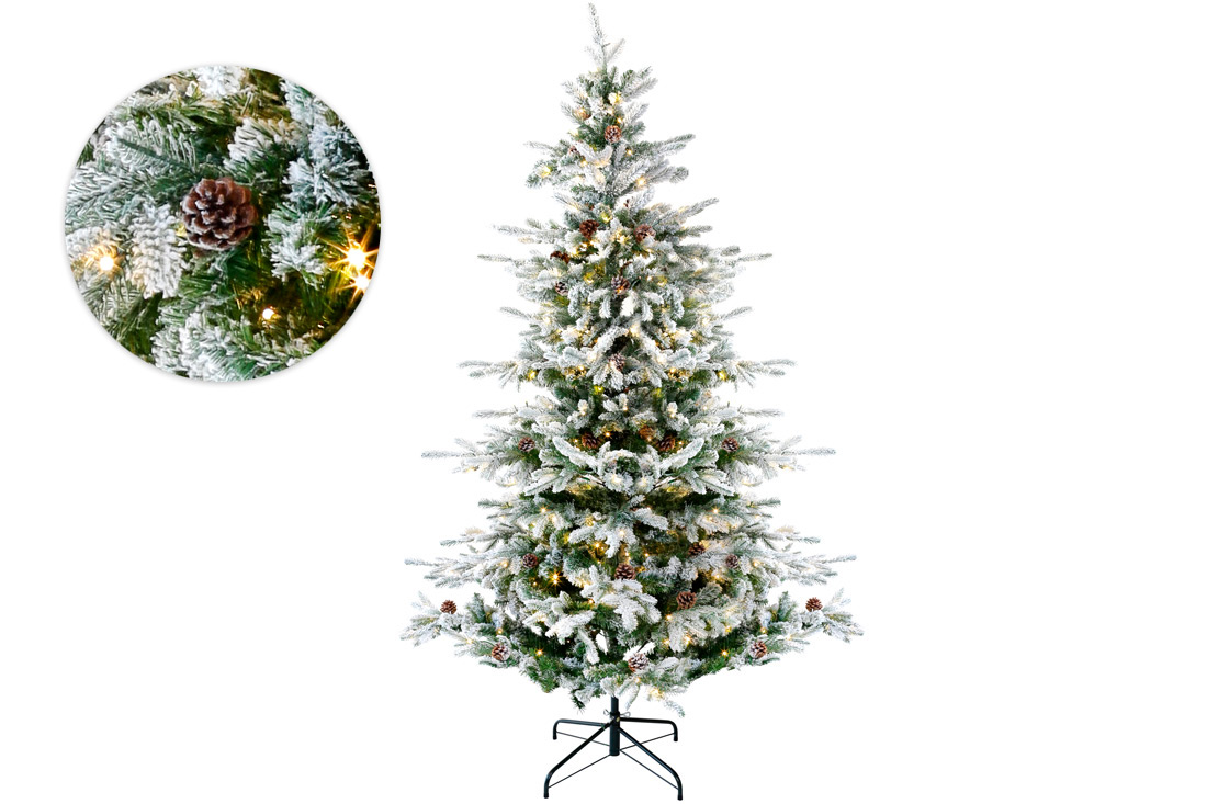 Ялинка штучна "Престиж" із шишками, 213см, 1581 гілка, 400 LED, світло - тепле біле