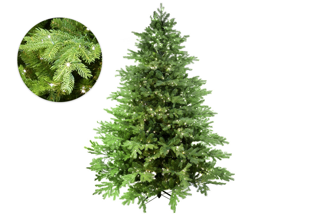Ялинка штучна "Грінвуд", 227см, 4152 гілок, 900 LED, світло - тепле біле, адаптер для приміщень