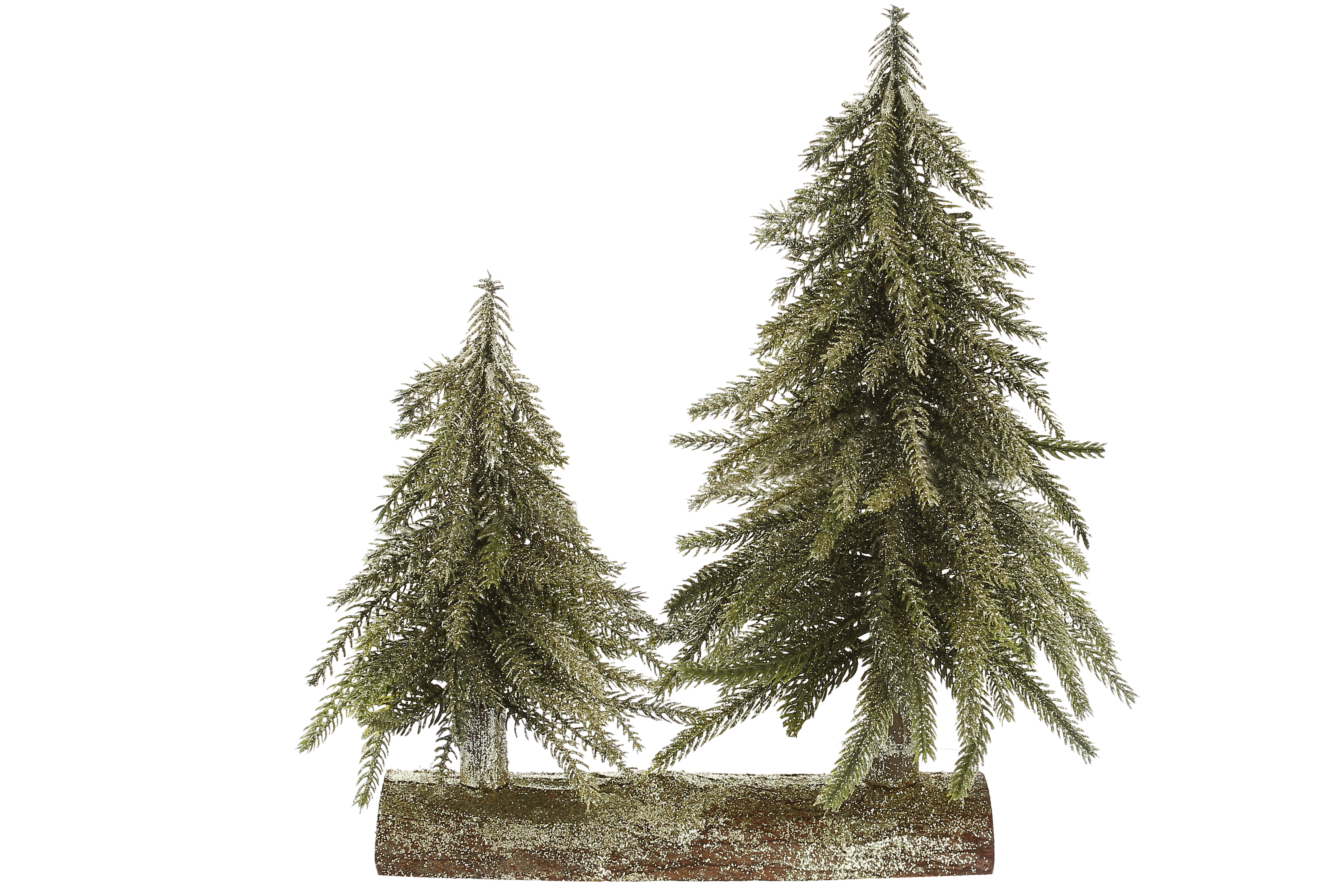 Ялинки декоративні із золотою присипкою, на підставці з дерева, 27см