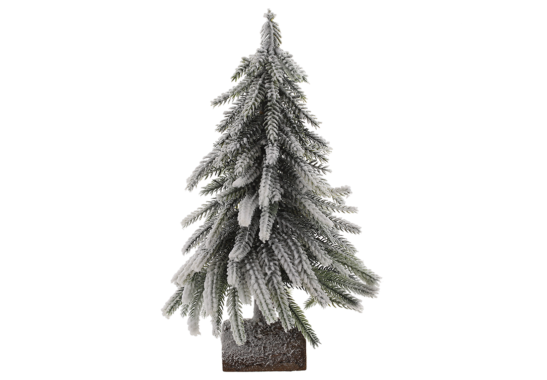 Ялинка декоративна засніжена на дерев'яній підставці, 28см