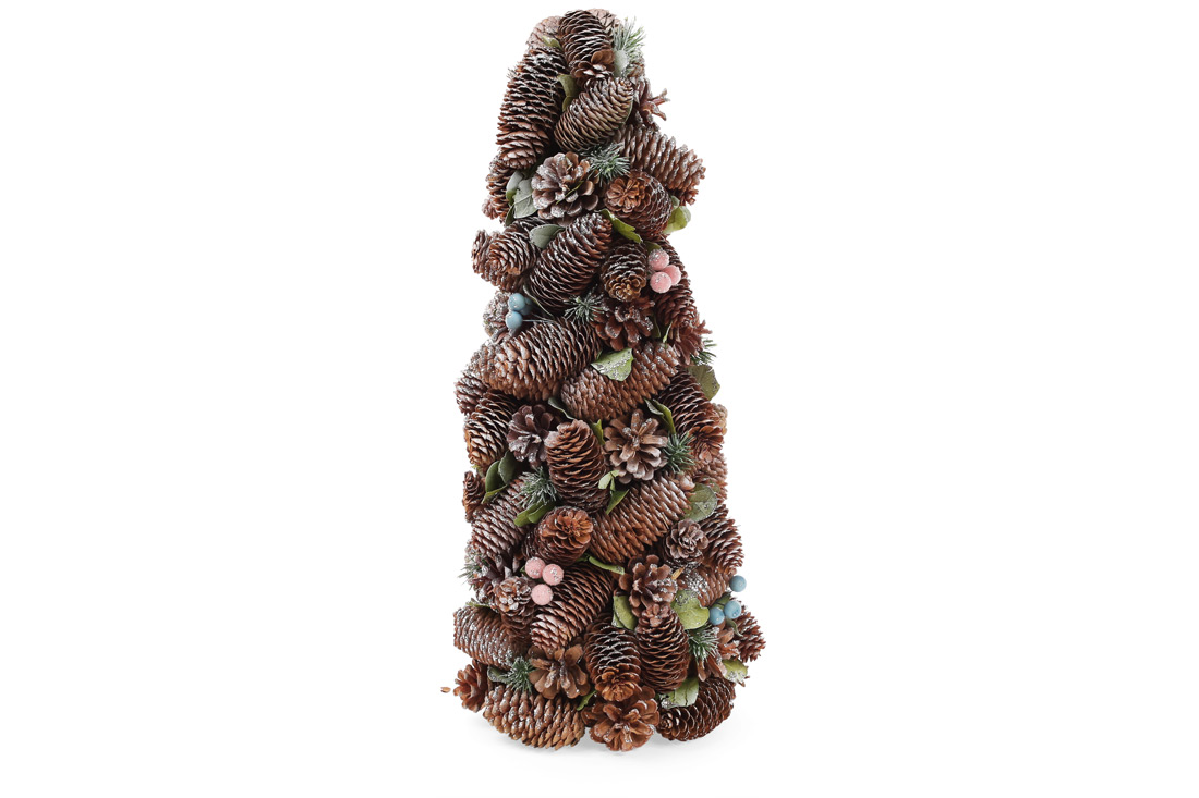 Ялинка новорічна 48см з декором із шишок та ягід