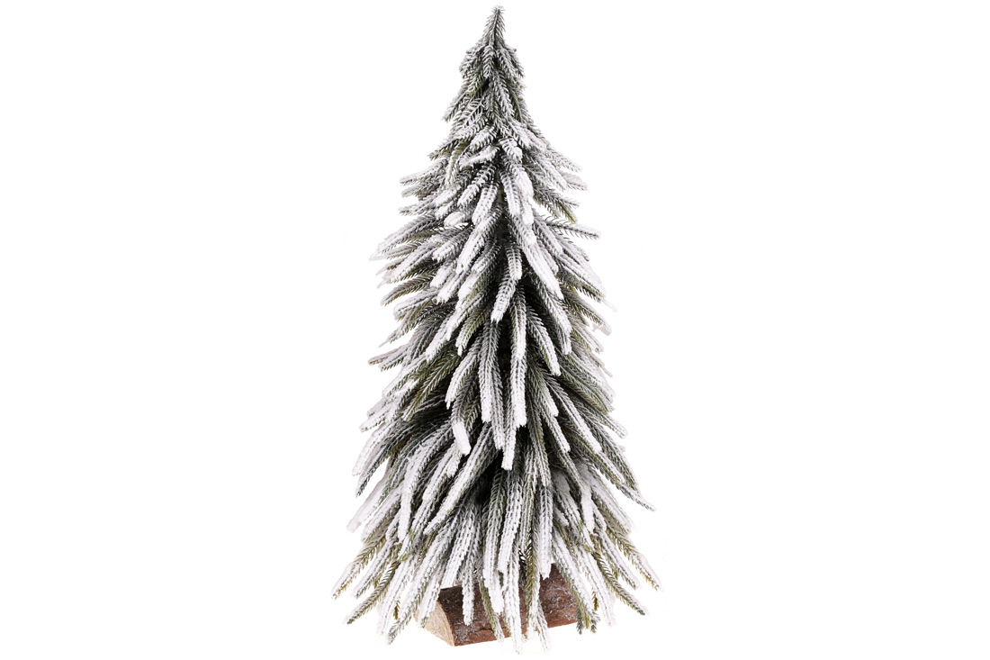 Ялинка декоративна засніжена на дерев'яній підставці, 52см