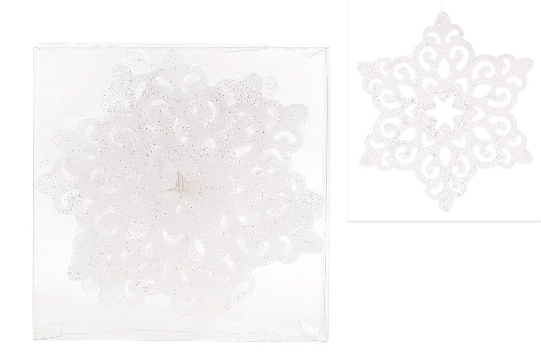 Набір декоративних сніжинок 15см, 4шт, колір - білий