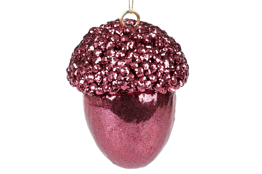 Ялинкова прикраса Жолудь, 9см, колір - винний