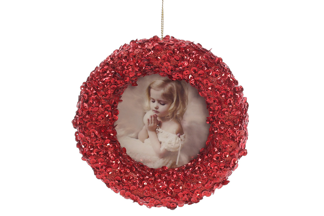 Ялинкова прикраса Фоторамка 12см, колір - червоний