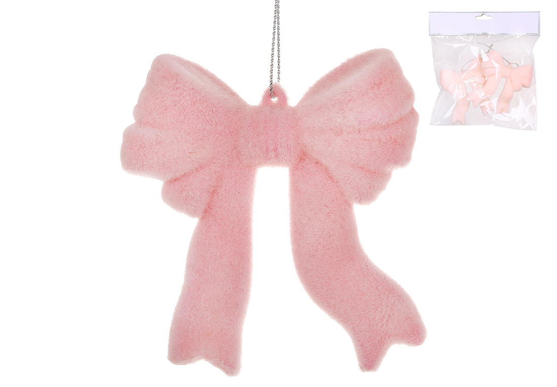 Набір (2шт) підвісок із флоку Бант 10см, колір - ніжно-рожевий