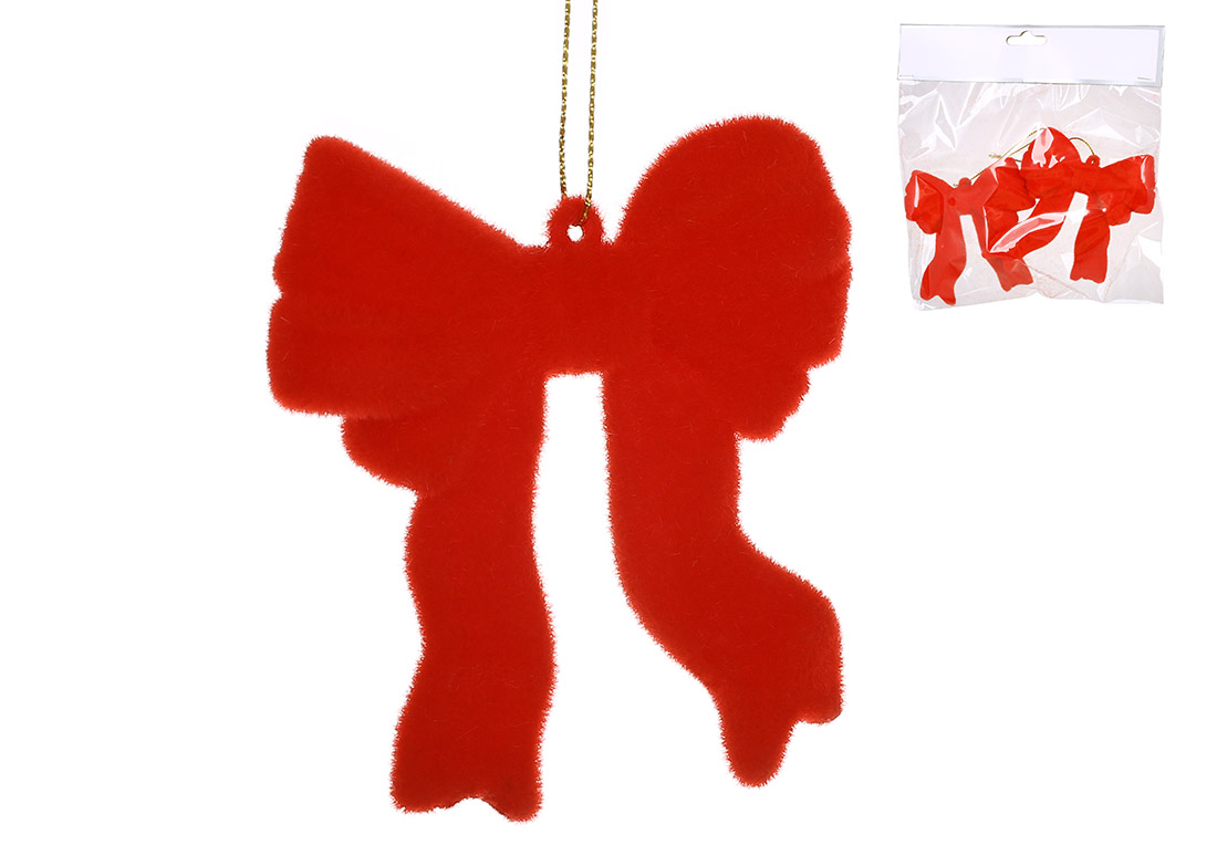 Набір (2шт) підвісок із флоку Бант 10см, колір - червоний