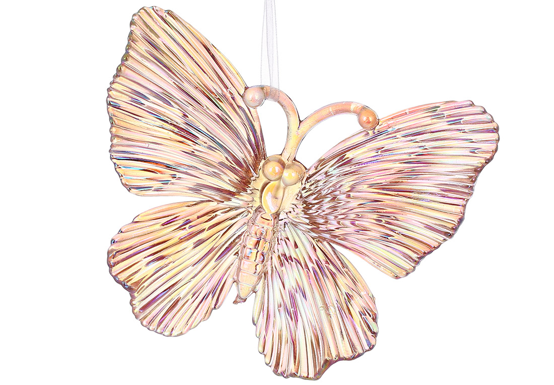 Акрилова підвіска Метелик 10см, колір - райдужний з перламутром