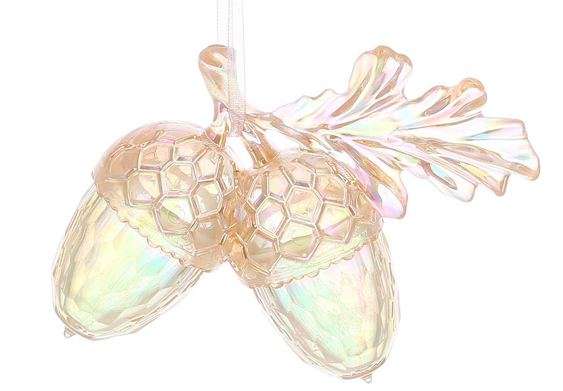 Акрилова підвіска Жолуді 6.8см, колір - шампань з перламутром