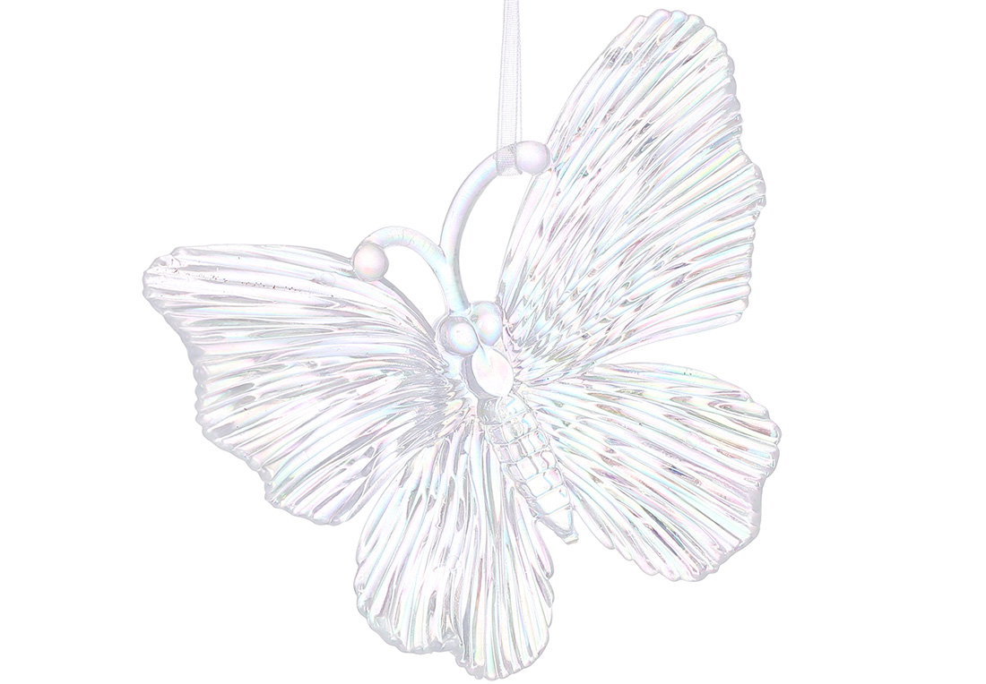 Акрилова підвіска Метелик 10см, колір - прозорий з перламутром