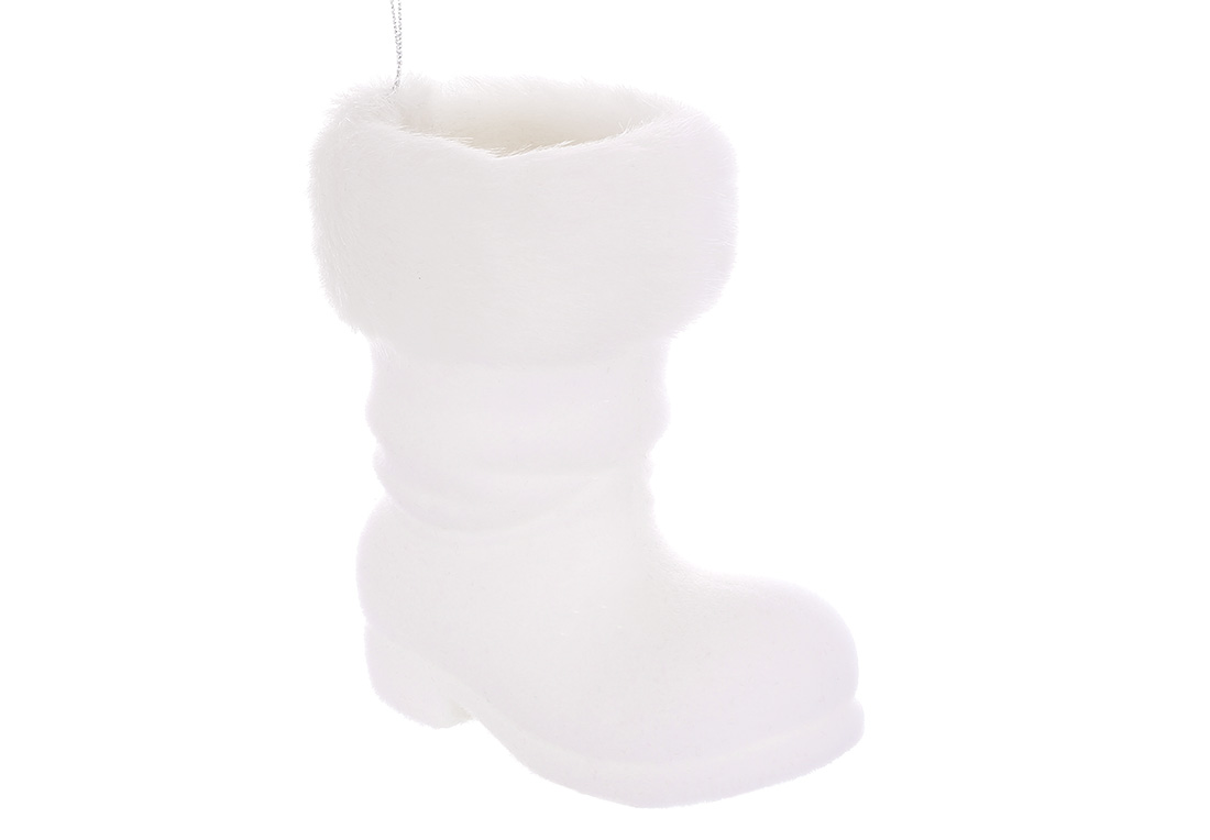 Ялинкова прикраса-кашпо Чобіток 11.5см, колір - білий