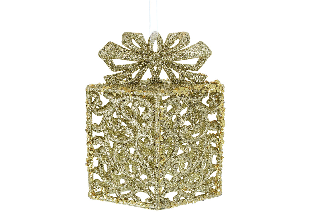 Ялинкова прикраса Подарунок 12см, колір - золото