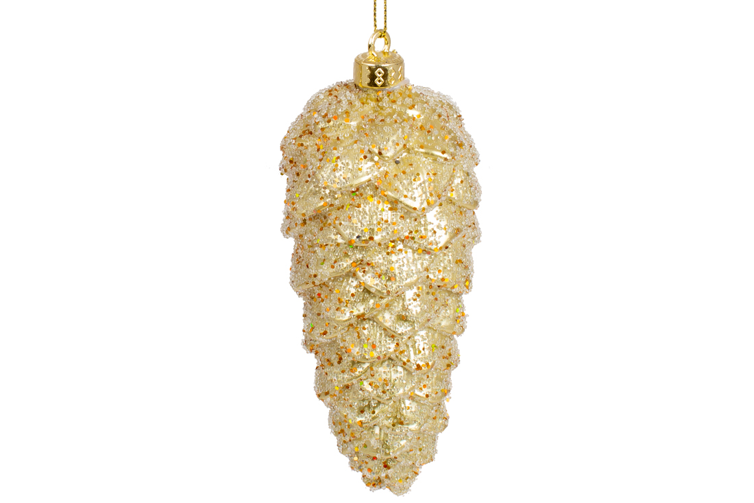 Ялинкова прикраса Шишка 14см, колір - золото
