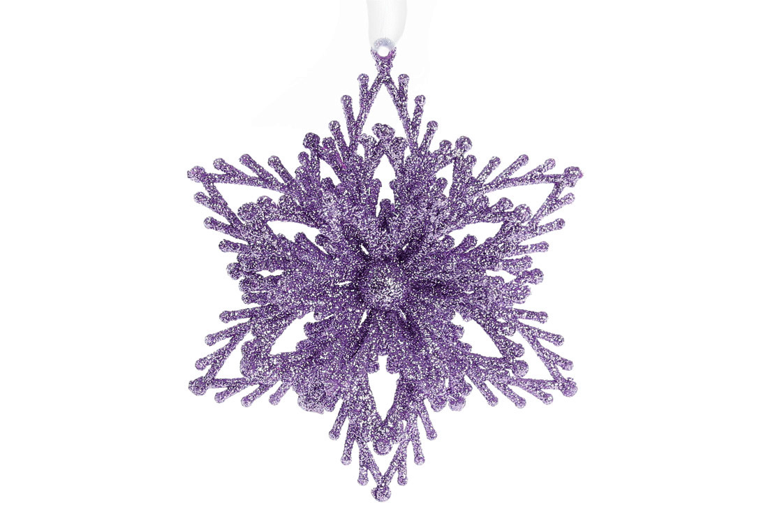 Ялинкова прикраса Сніжинка 12см, колір - лаванда