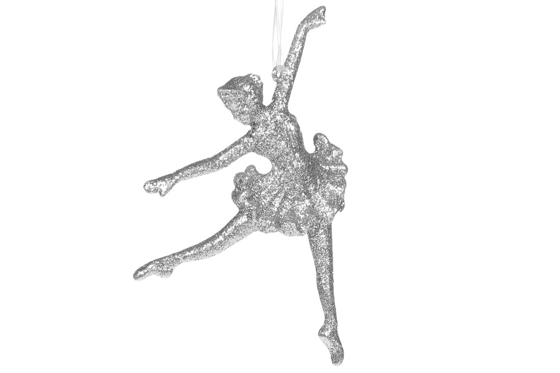 Ялинкова прикраса Балерина 15см, колір - срібло