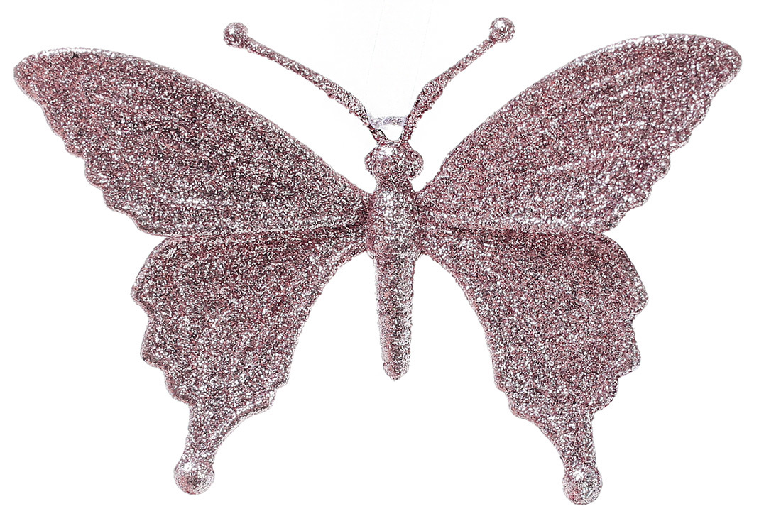 Ялинкова прикраса Метелик 15см, колір - світло-рожевий