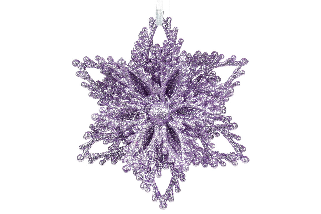 Ялинкова прикраса Сніжинка 9.5см, колір - лаванда