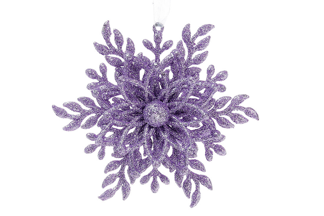 Ялинкова прикраса Сніжинка 12см, колір - лавандовий