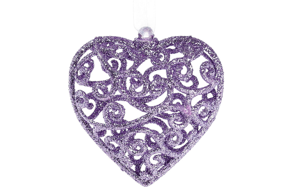 Ялинкова прикраса Серце 7.5*8см, колір - лаванда