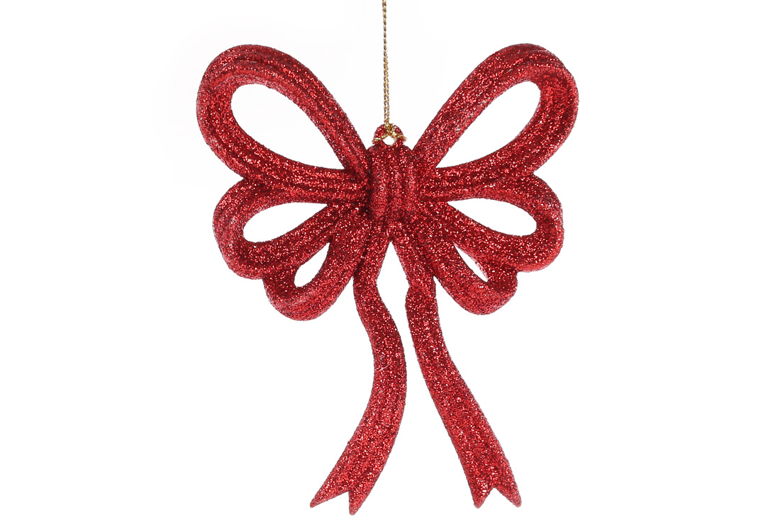 Ялинкова прикраса Бант 13*11см, колір - червоний