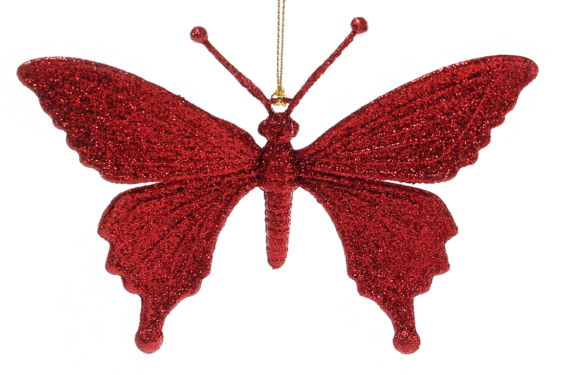 Ялинкова підвіска Метелик 15см, колір - червоний