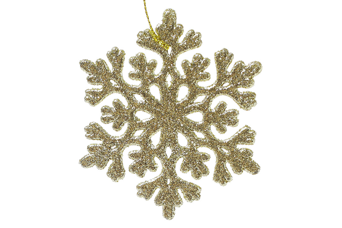 Ялинкова підвіска Сніжинка 9см, колір - світле золото