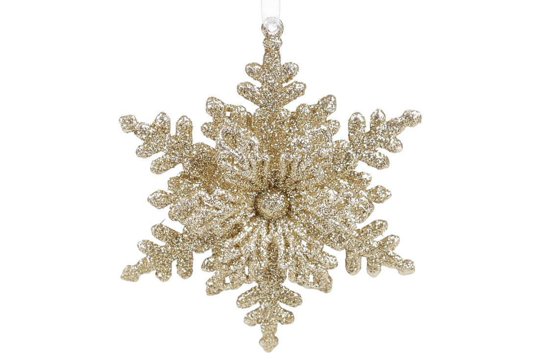 Ялинкова прикраса Сніжинка, 11см, колір - золото
