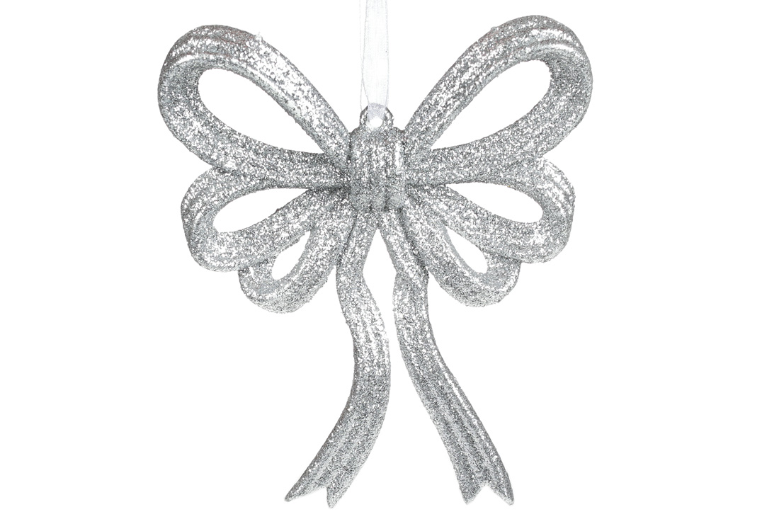 Ялинкова прикраса Бант 13*11см, колір - срібло