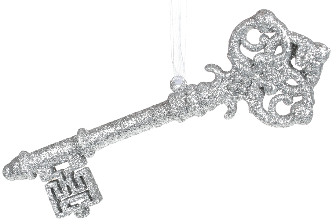 Ялинкова прикраса Ключик 14см, колір - срібло