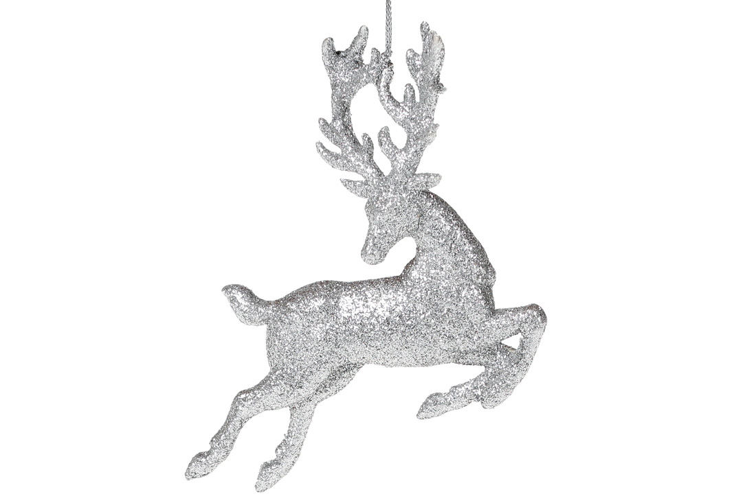 Ялинкова прикраса Олень 13см, колір - срібло