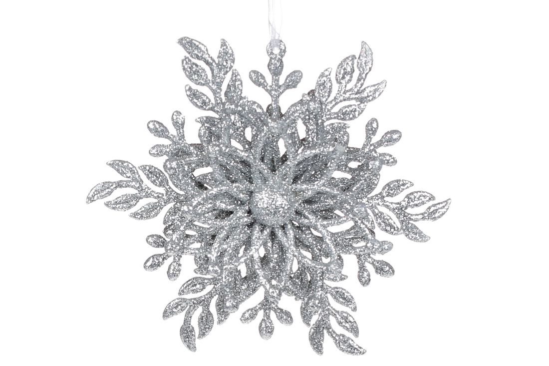 Ялинкова прикраса Сніжинка 12см, колір - срібло