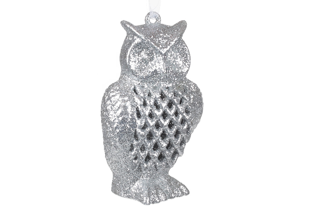 Ялинкова прикраса Сова, 11см, колір - срібло