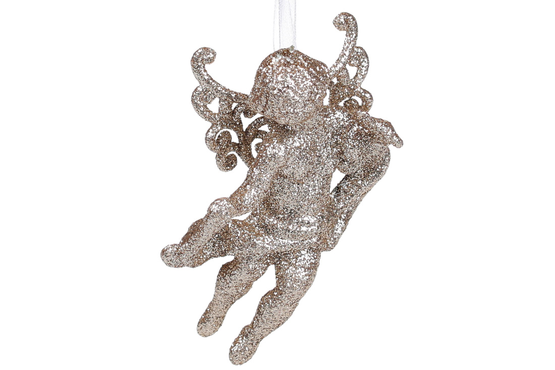 Ялинкова прикраса Янгол, 11см, колір - шампань