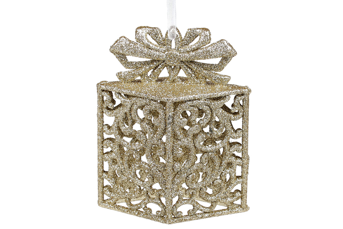 Ялинкова прикраса Подарунок, 14см, колір - золото