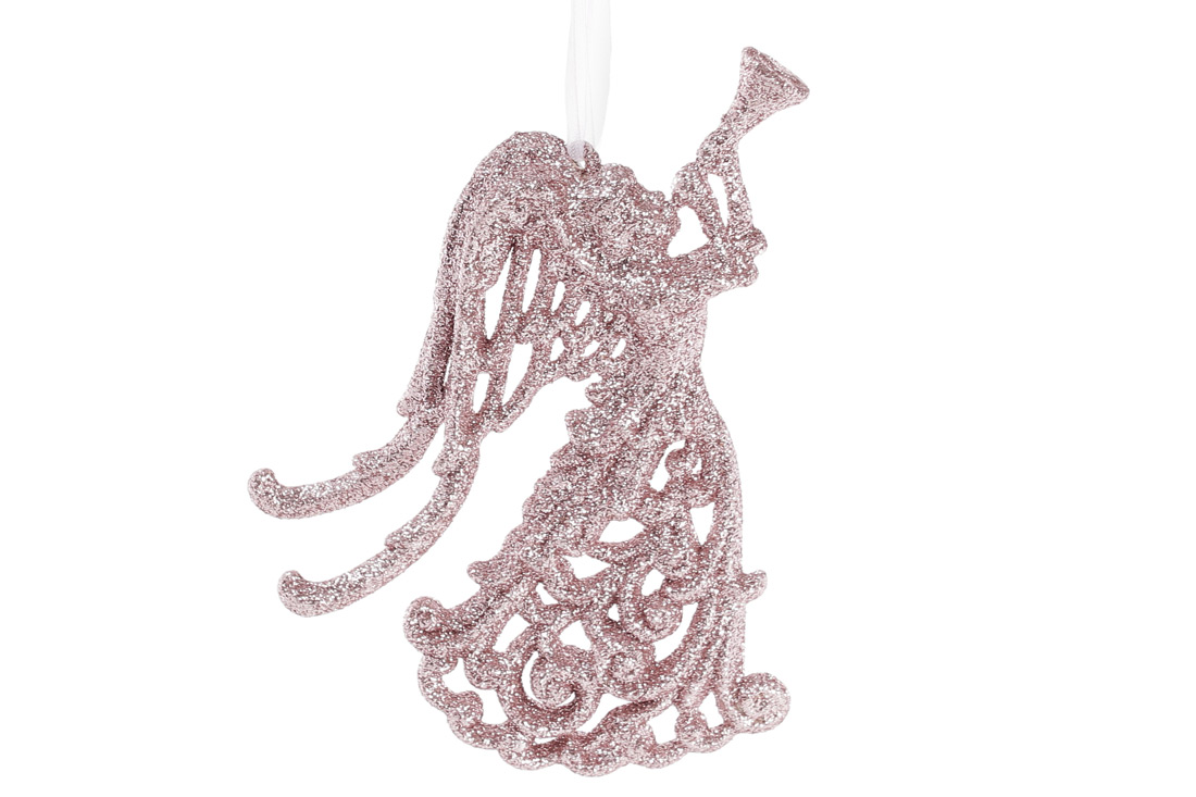 Ялинкова прикраса Янгол 14*9 см, колір - світло-рожевий