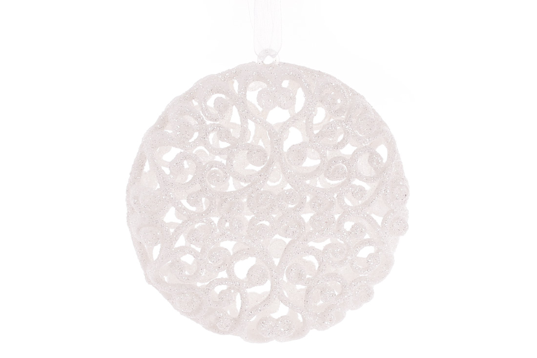 Ялинкова прикраса Ажур 9*4см, колір - білий