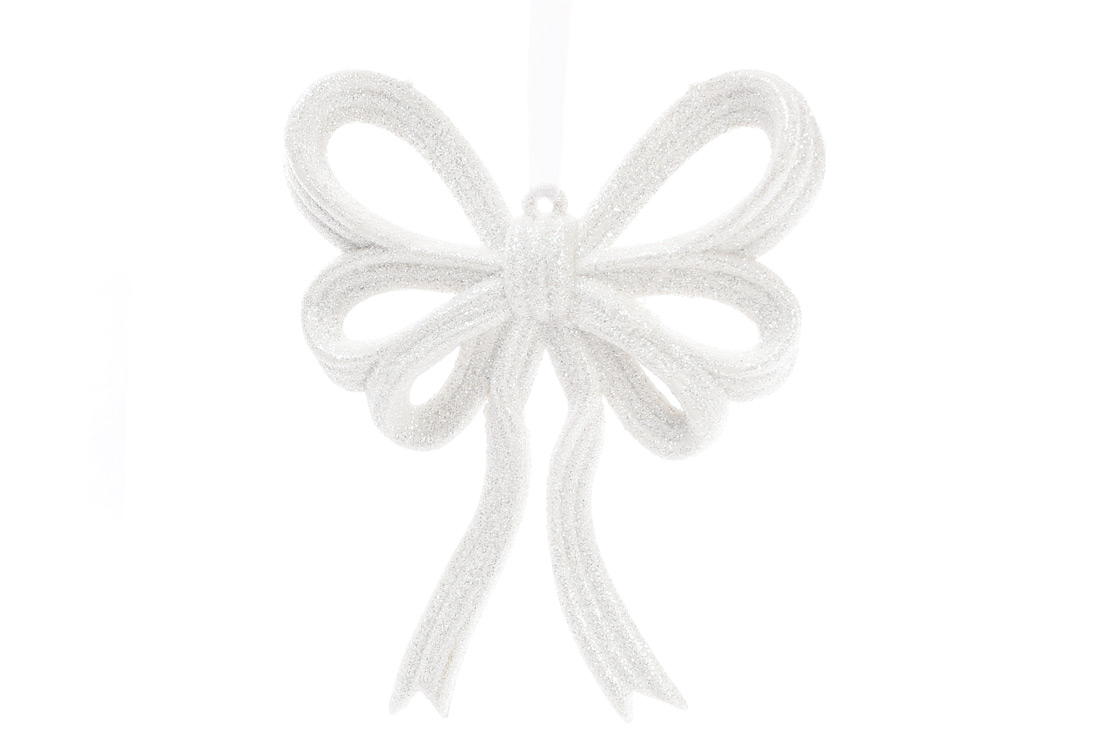 Ялинкова прикраса Бант 13*11см, колір - білий