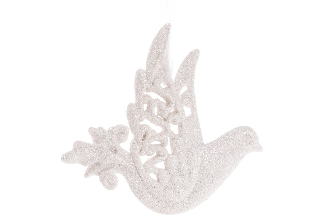 Ялинкова прикраса Птах 11.5*12см, колір - білий
