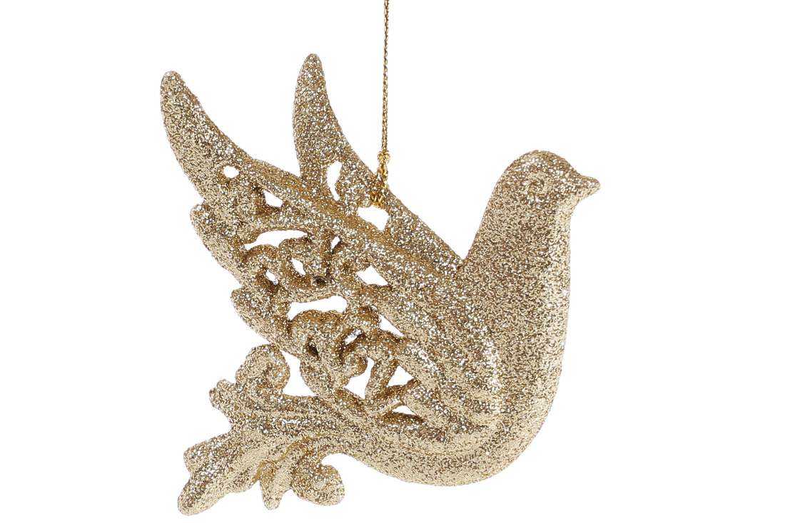 Ялинкова прикраса Птах 11.5*12см, колір - золото